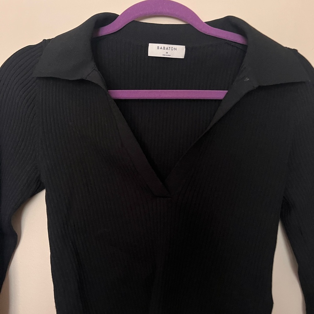 Aritzia “Babaton” cropped v neck long sleeve